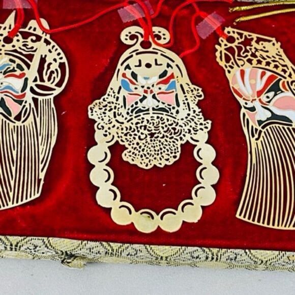 5 Oriental Asian Mask Gold metal Bookmarks Ornaments All are 3.25" tall by 2" wi - Picture 4 of 8